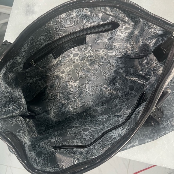 Sharif Black and White Snakeskin Tote Bag - Picture 2 of 7